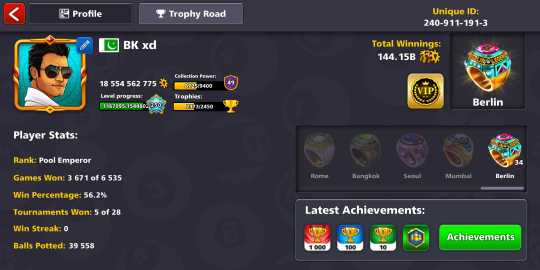 8 Ball Pool Legendary Account For Sale ??