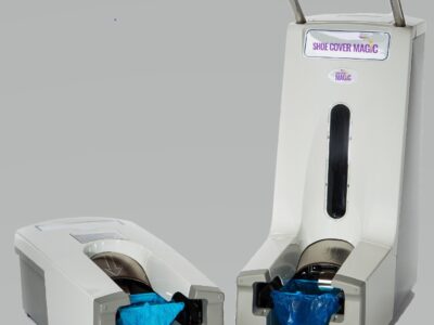 AUTOMATIC SHOE COVER DISPENSER AND MACHINE